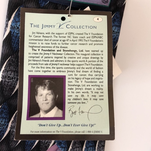 Brett Favre Design Jimmy V Necktie Stonehenge Nwt - Picture 8 of 9